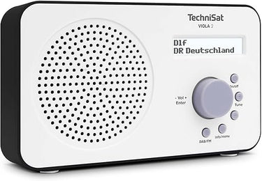 TechniSat VIOLA 2 - Radio DAB Portátil (DAB+, FM, Altavoz, Conexión para auriculares, Pantalla de dos líneas, Control de Botones, Pequeño, 1 Watt RMS) Blanco/Negro